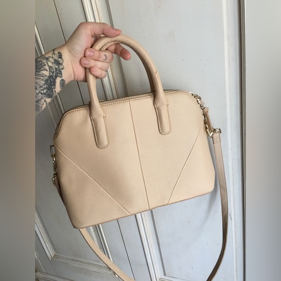 Zara creamy pink / beige classic bowler bag with crossbody strap - Picture 5 of 12